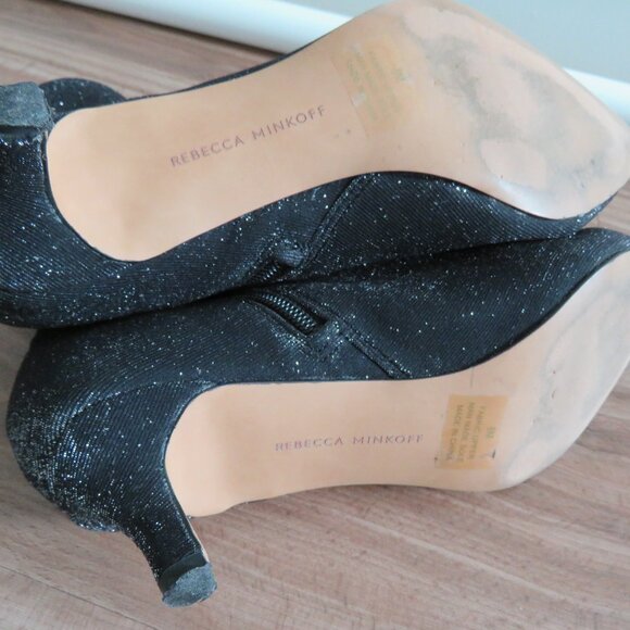 REBECCA MINKOFF Sayres Glitter Kitten Heel Sock Booties in Black - Size US 8 - Picture 13 of 13